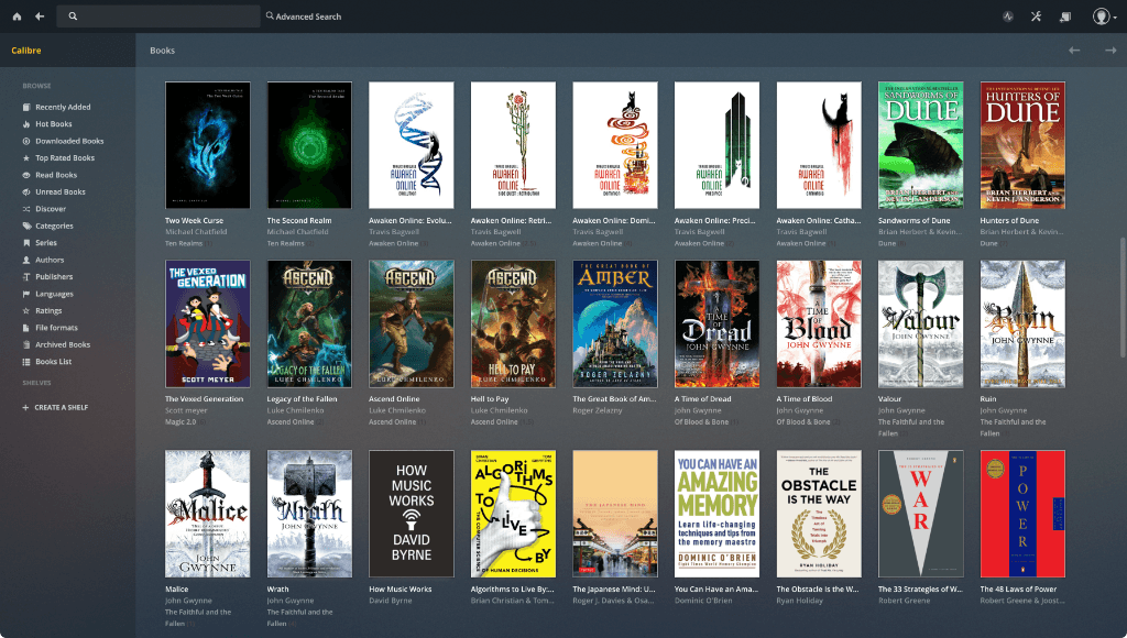 Calibre web interface